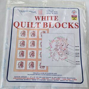 Jack Dempsey Stamped White Quilt Blocks 18"X18" Mare & Colt